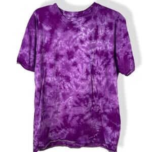handmade tie dyed unisex tshirt XL purple ice frost pattern